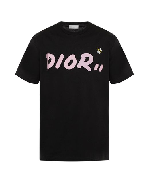 Schwarzes T-Shirt mit Pinkdruck