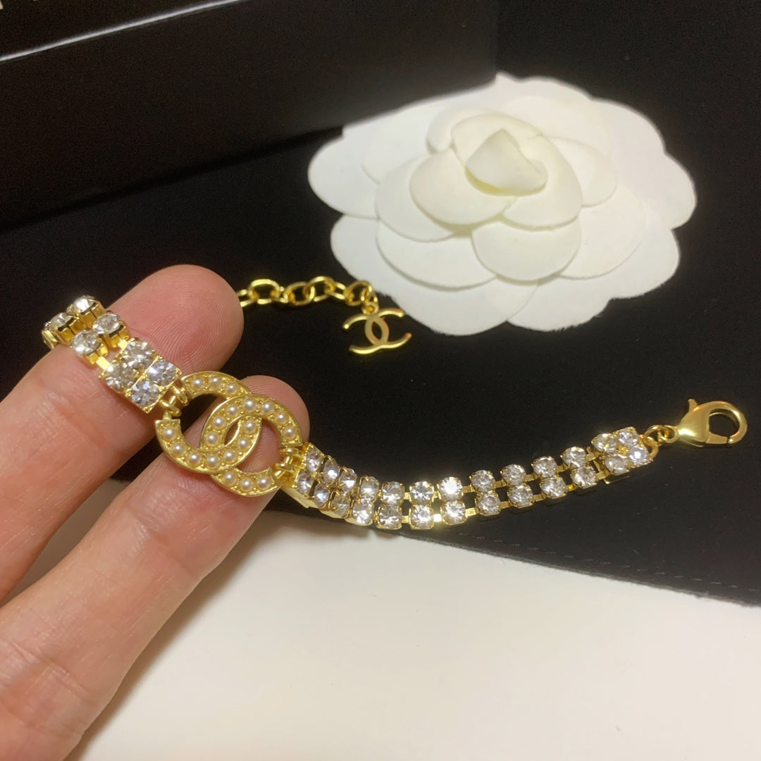 Doppeltes Kristall-Diamant-verstellbares Armband