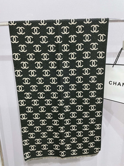 Temperament Logo Jacquard Schal mit kleiner fransiger Kante
