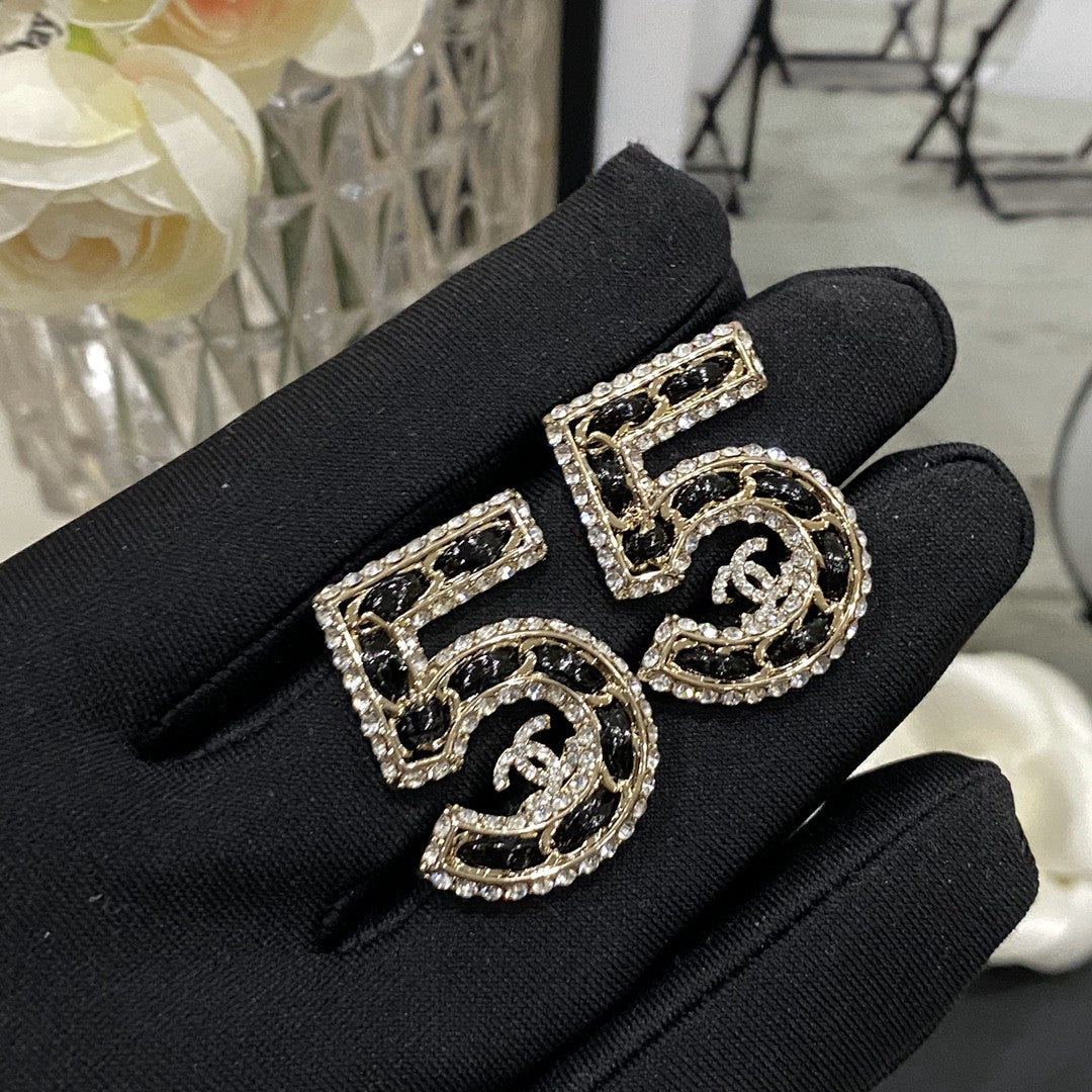 Strass Leder 5 Ohrringe