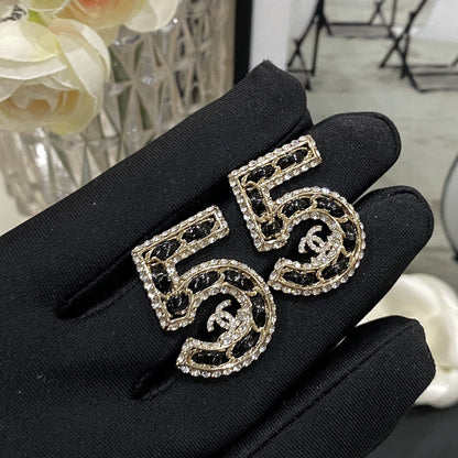 Strass Leder 5 Ohrringe