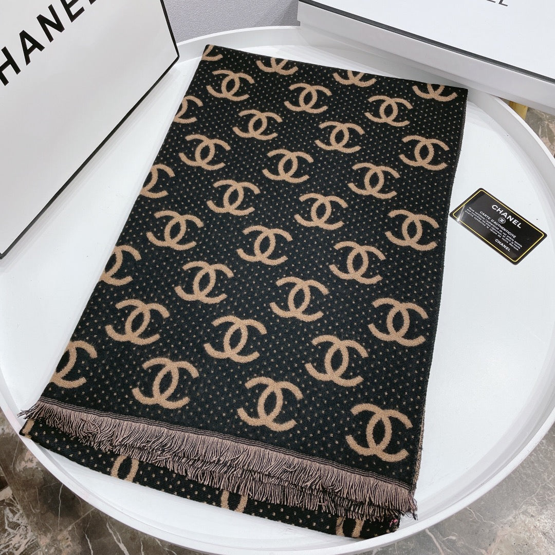 Temperament Logo Jacquard Schal mit kleiner fransiger Kante