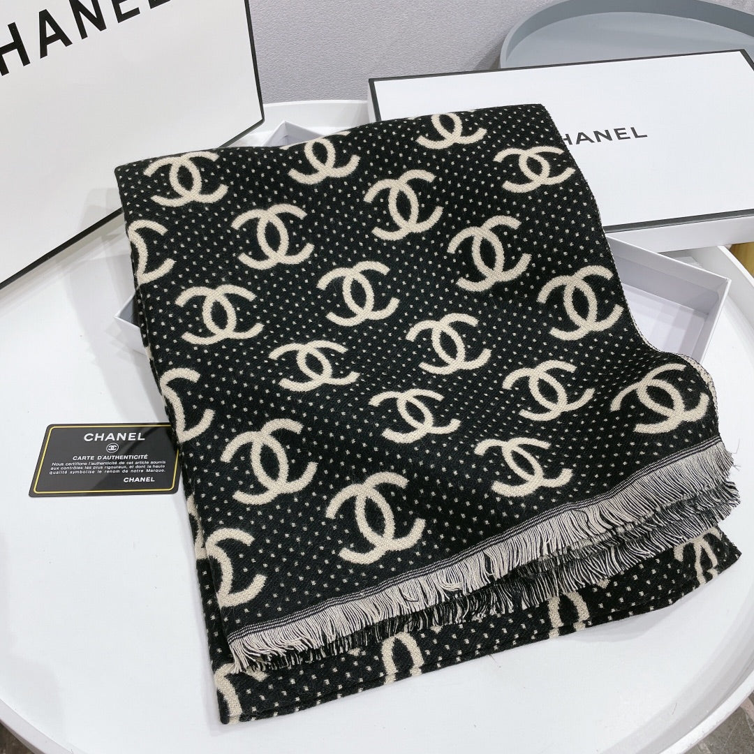 Temperament Logo Jacquard Schal mit kleiner fransiger Kante