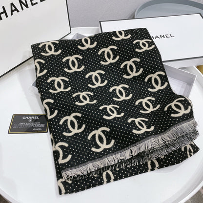 Temperament Logo Jacquard Schal mit kleiner fransiger Kante