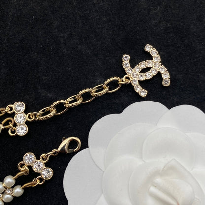 Zweireihiges Perlen-Diamant-Armband