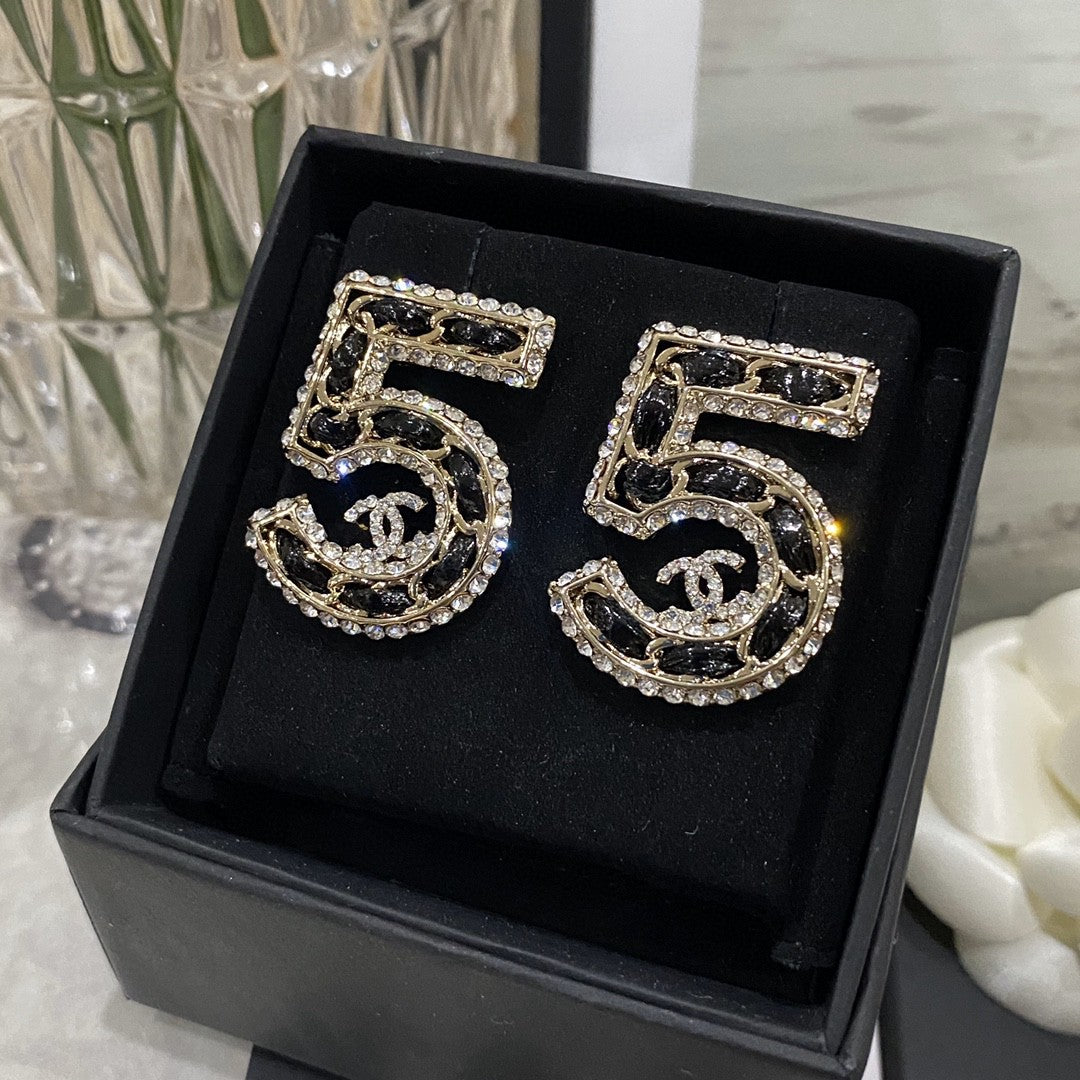 Strass Leder 5 Ohrringe