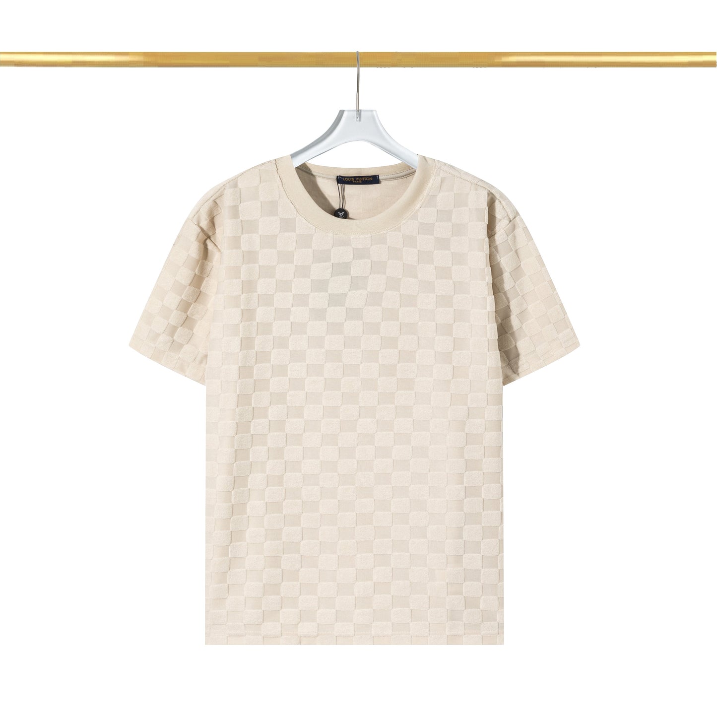 T-Shirt aus Baumwolle mit Schachbrettmuster und erhöhtem Fleece