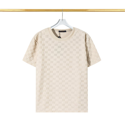 T-Shirt aus Baumwolle mit Schachbrettmuster und erhöhtem Fleece