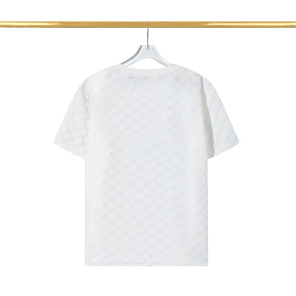 T-Shirt aus Baumwolle mit Schachbrettmuster und erhöhtem Fleece