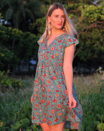 Saheli kurzes Kleid in Henna
