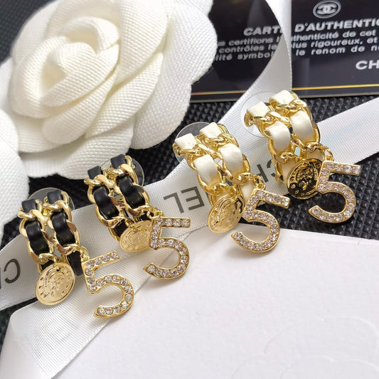 Trendige Leder-Metall-Ohrringe, 5er-Set