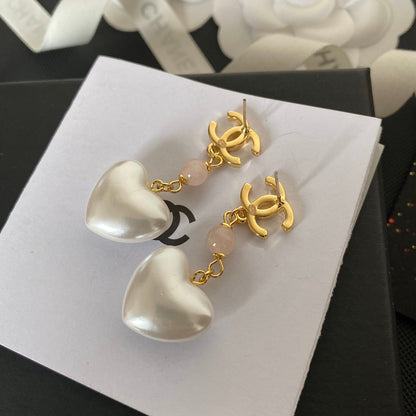 Premium Glasohrringe Herz Perle
