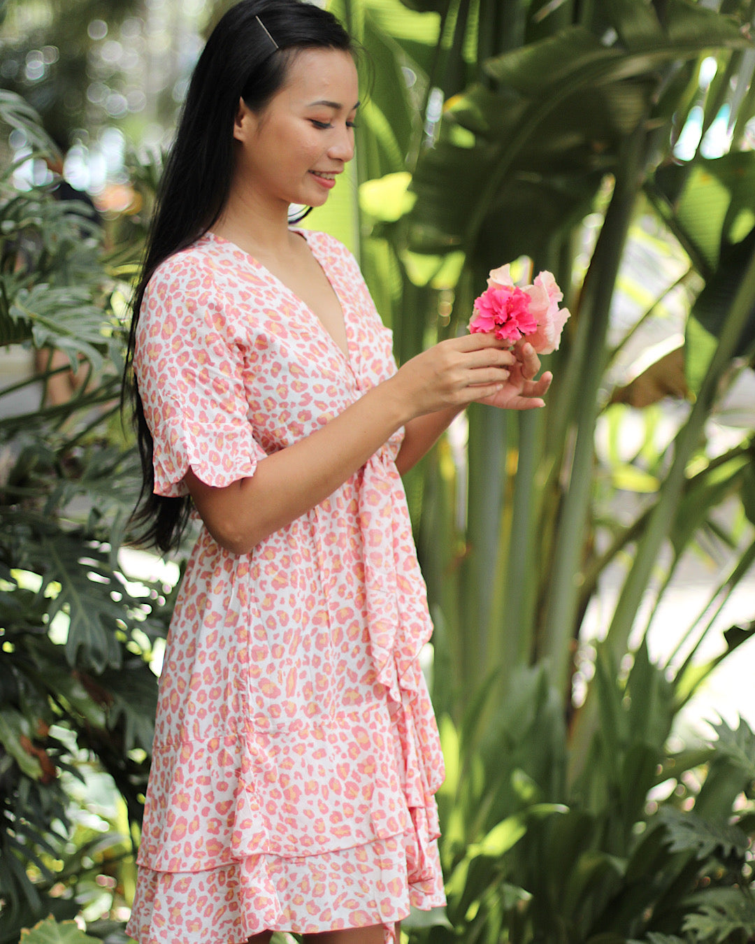 Rosa Leoparden-Bella-Minikleid