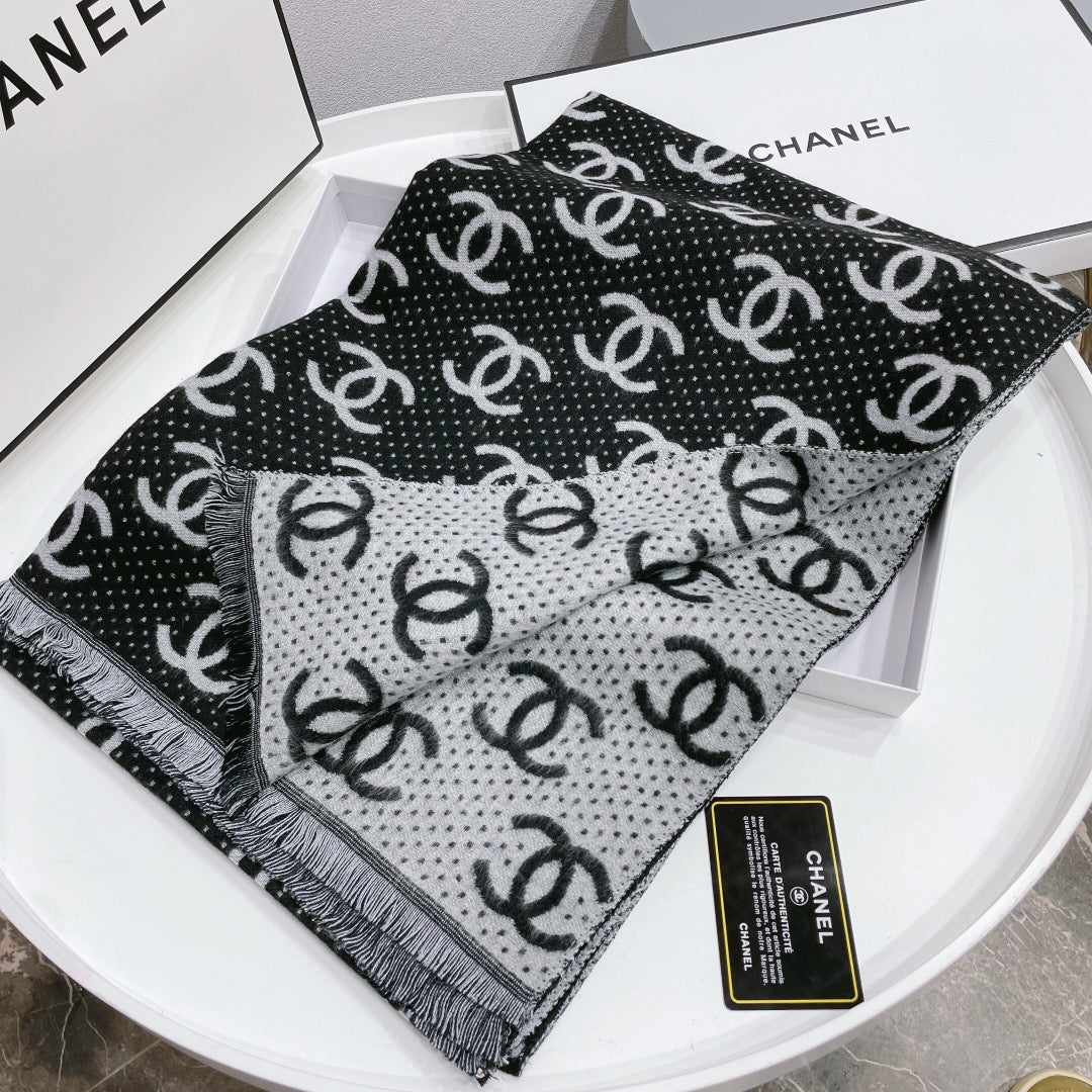Temperament Logo Jacquard Schal mit kleiner fransiger Kante