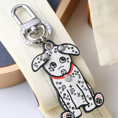 Creative White Spotted Dog Keychain