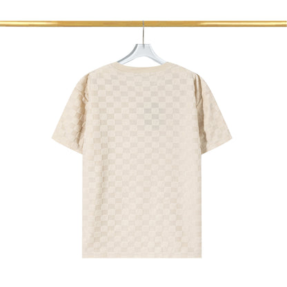 T-Shirt aus Baumwolle mit Schachbrettmuster und erhöhtem Fleece