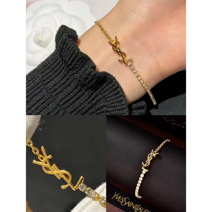 Modisches Strass-Logo-Armband