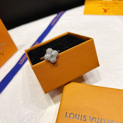 Diamant-Blumen-Offener-Ring