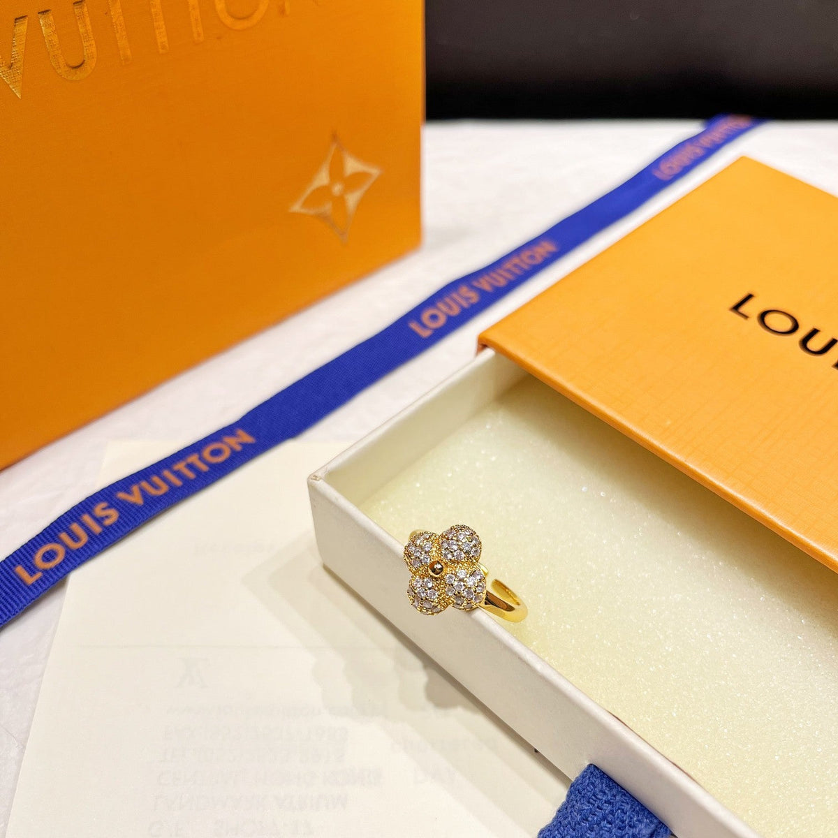 Diamant-Blumen-Offener-Ring