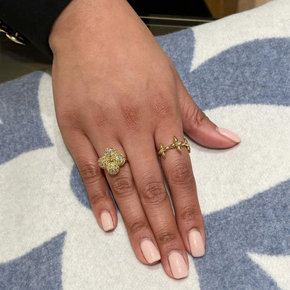 Diamant-Blumen-Offener-Ring