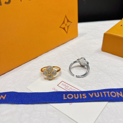 Diamant-Blumen-Offener-Ring