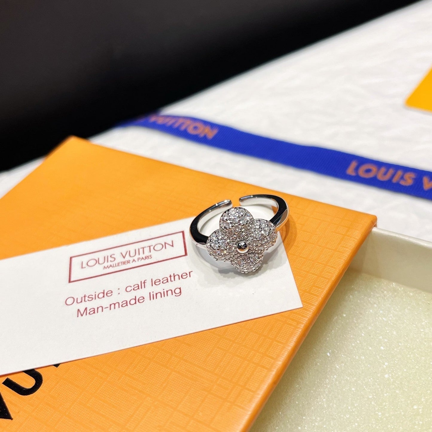 Diamant-Blumen-Offener-Ring