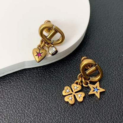 Vintage Lucky Charms Asymmetrische Ohrringe