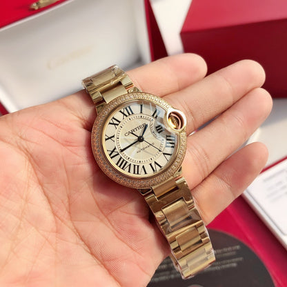 Premium Stainless Steel Mechanical Watch 8 Style Options Crystal Bezel Roman Numeral Design Luxury Look