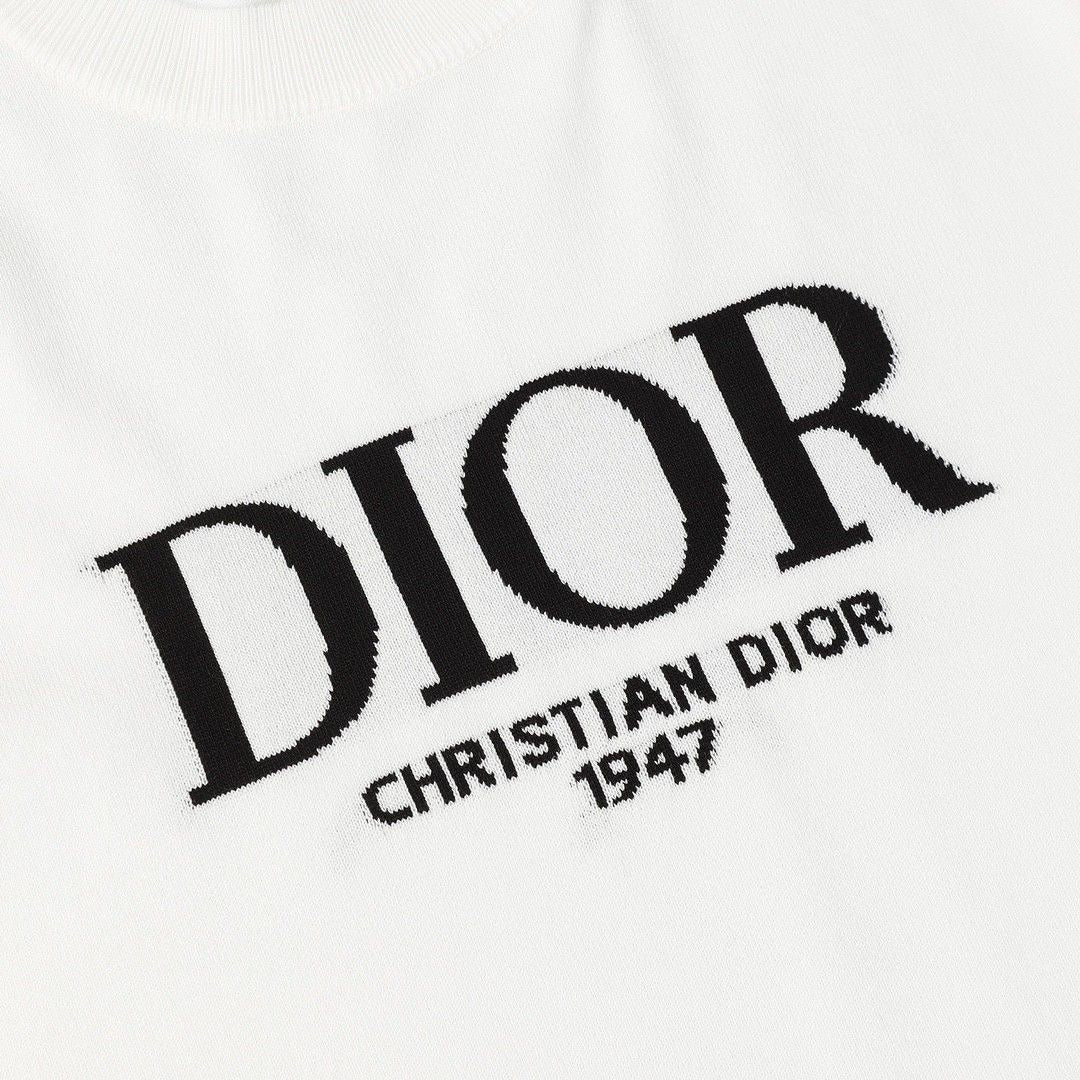 0528 Jacquard klassisches Woll-T-Shirt mit kurzen Ärmeln und Schriftzug
