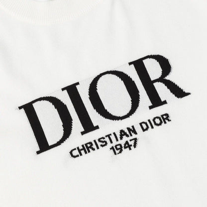 0528 Jacquard klassisches Woll-T-Shirt mit kurzen Ärmeln und Schriftzug
