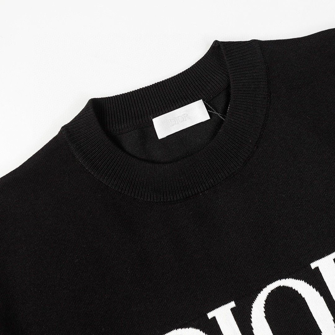 0528 Jacquard klassisches Woll-T-Shirt mit kurzen Ärmeln und Schriftzug