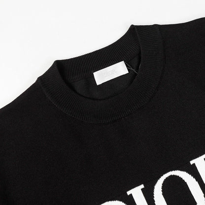 0528 Jacquard klassisches Woll-T-Shirt mit kurzen Ärmeln und Schriftzug