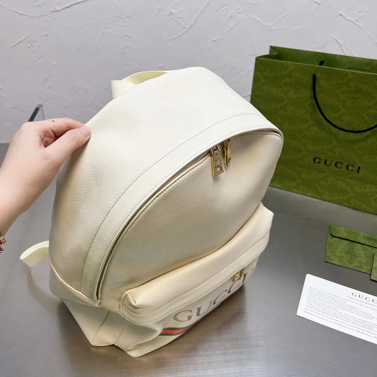 Leather Printed Backpack