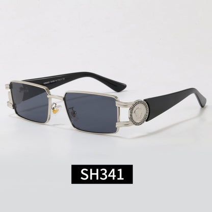 Rimless Rectangular Sunglasses 7 Style Options Vintage Medallion Design Classic Fashion Luxury Look SH341