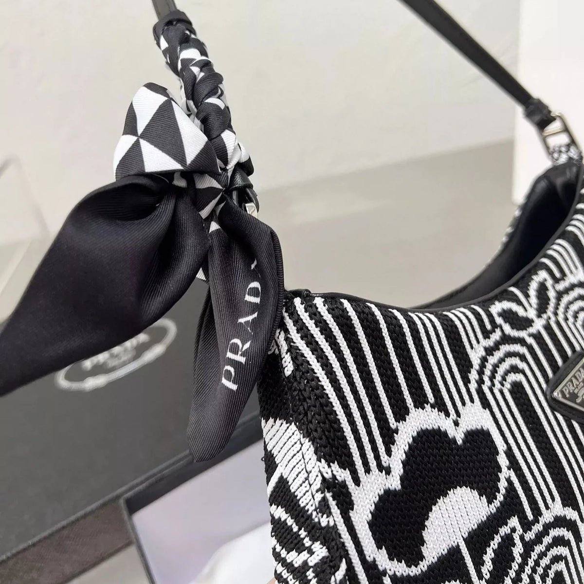 Cleo Series Jacquard Knit Shoulder Bag