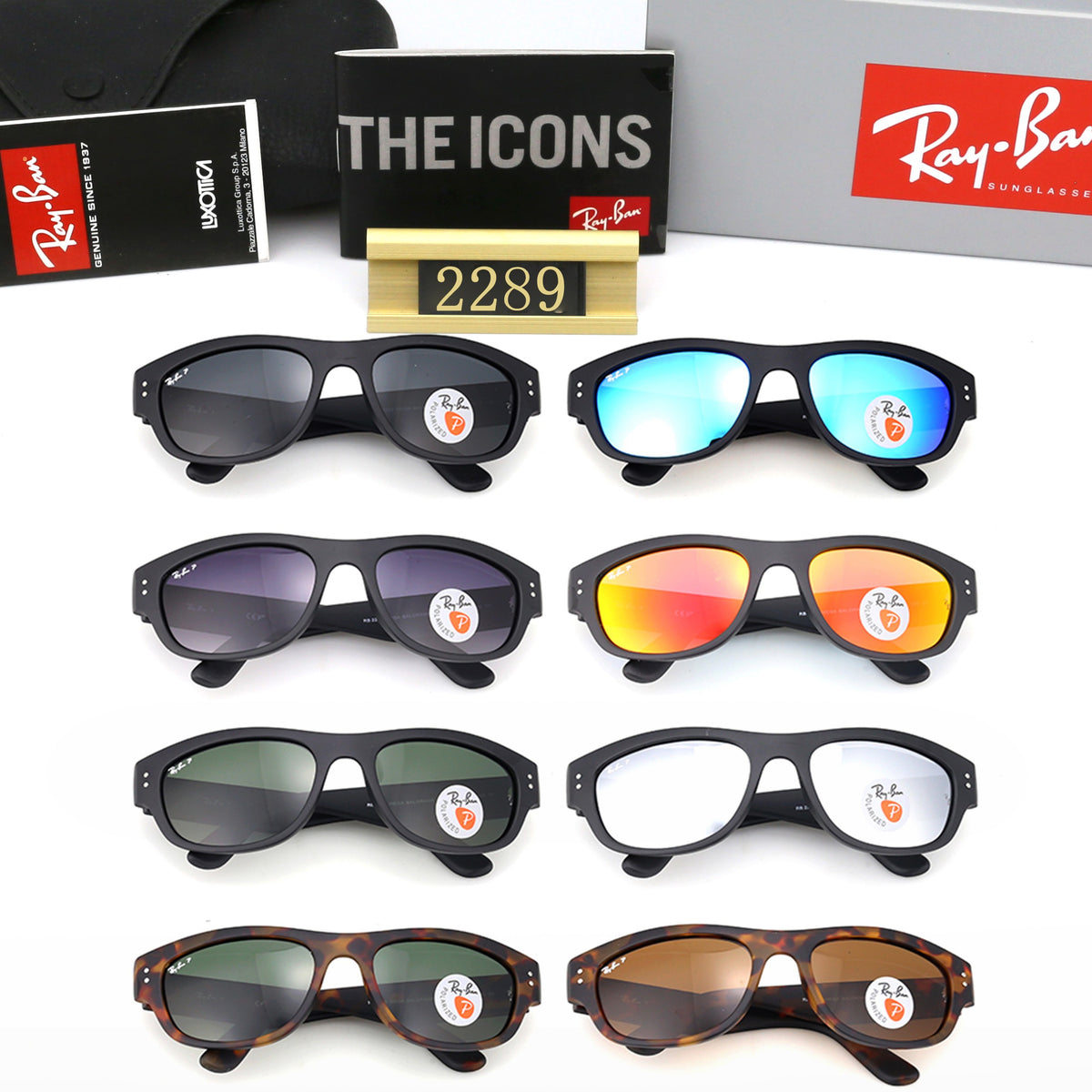 Retro Rectangular Wrap Frame Sunglasses - 2289