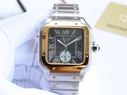 Premium Stainless Steel Mechanical Watch 4 Style Options Classic Square Dual Time Design Luxury Look