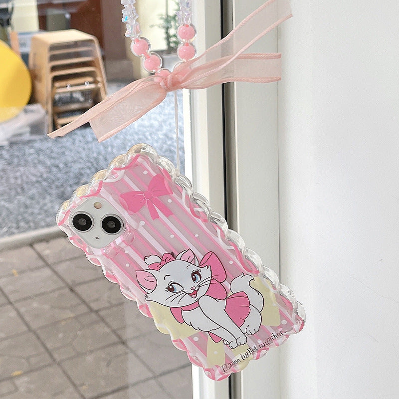 Pink gewelltes Muster süße Katzenhülle