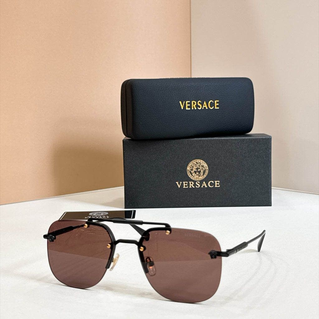 Rimless Double Bridge Sunglasses 6 Style Options Vintage Studded Design Classic Fashion Luxury Look - VE2190