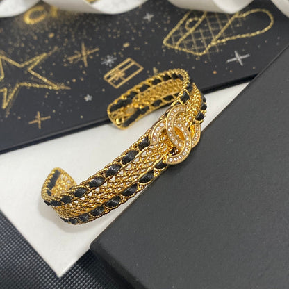 Zirkon Buchstaben Kette Lederarmband