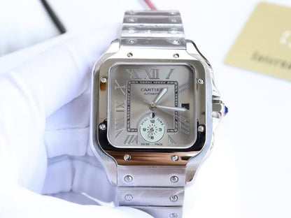 Premium Stainless Steel Mechanical Watch 4 Style Options Classic Square Dual Time Design Luxury Look
