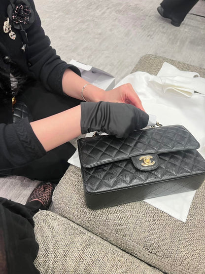 Classic Black Quilted Leather Bag | Black & Gold 🖤