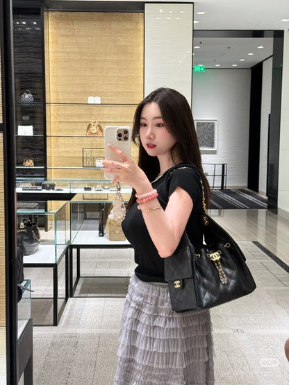 Black Quilted Leather Shoulder Bag 🖤