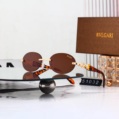 Luxury Rimless Wave Cut Oval Sunglasses - 51032
