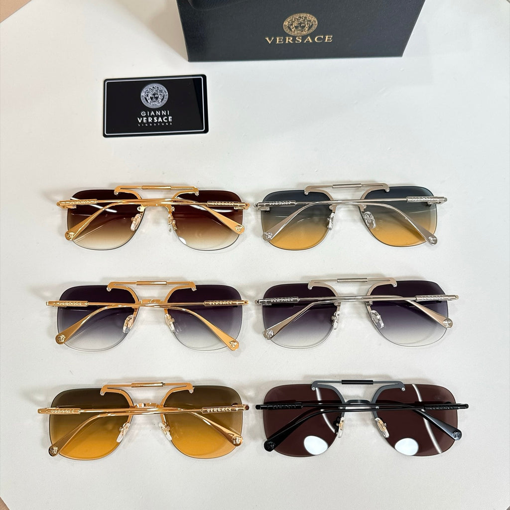 Rimless Double Bridge Sunglasses 6 Style Options Vintage Studded Design Classic Fashion Luxury Look - VE2190