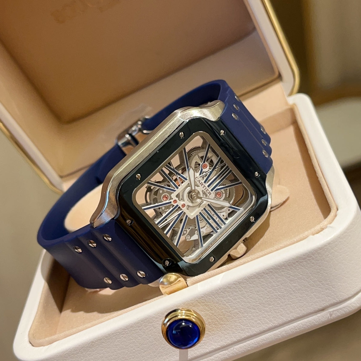 Premium Stainless Steel Skeleton Mechanical Watch 6 Style Options Asymmetric Design Luxury Look