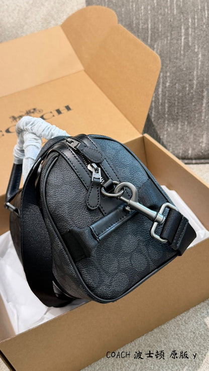 Men’s Small Travel Bag – Sleek Black & Grey Monogram Style