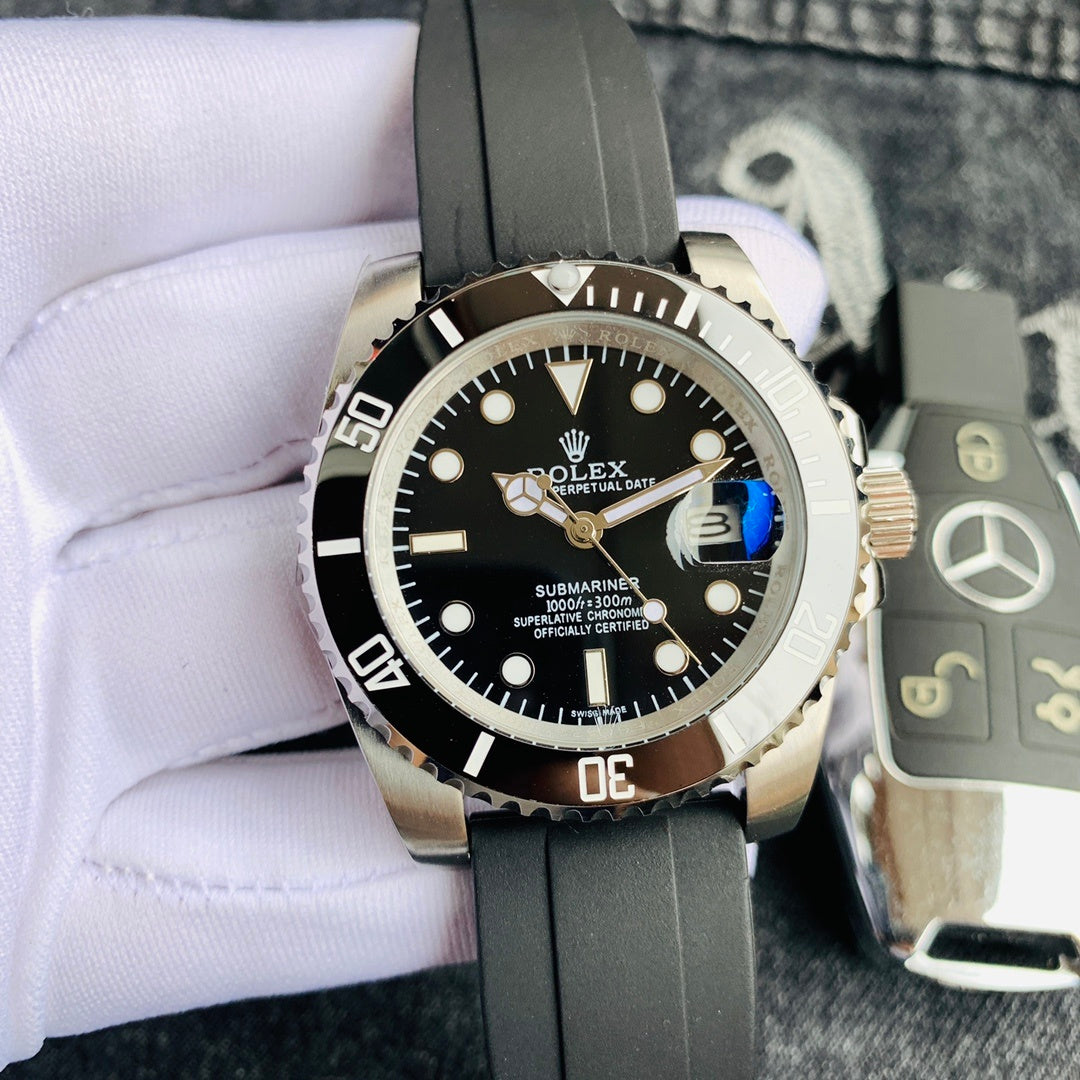 Men’s Stainless Steel Automatic Dive Watch – 3-Color Dial Collection, Sport Rubber Strap, Classic Diver Style