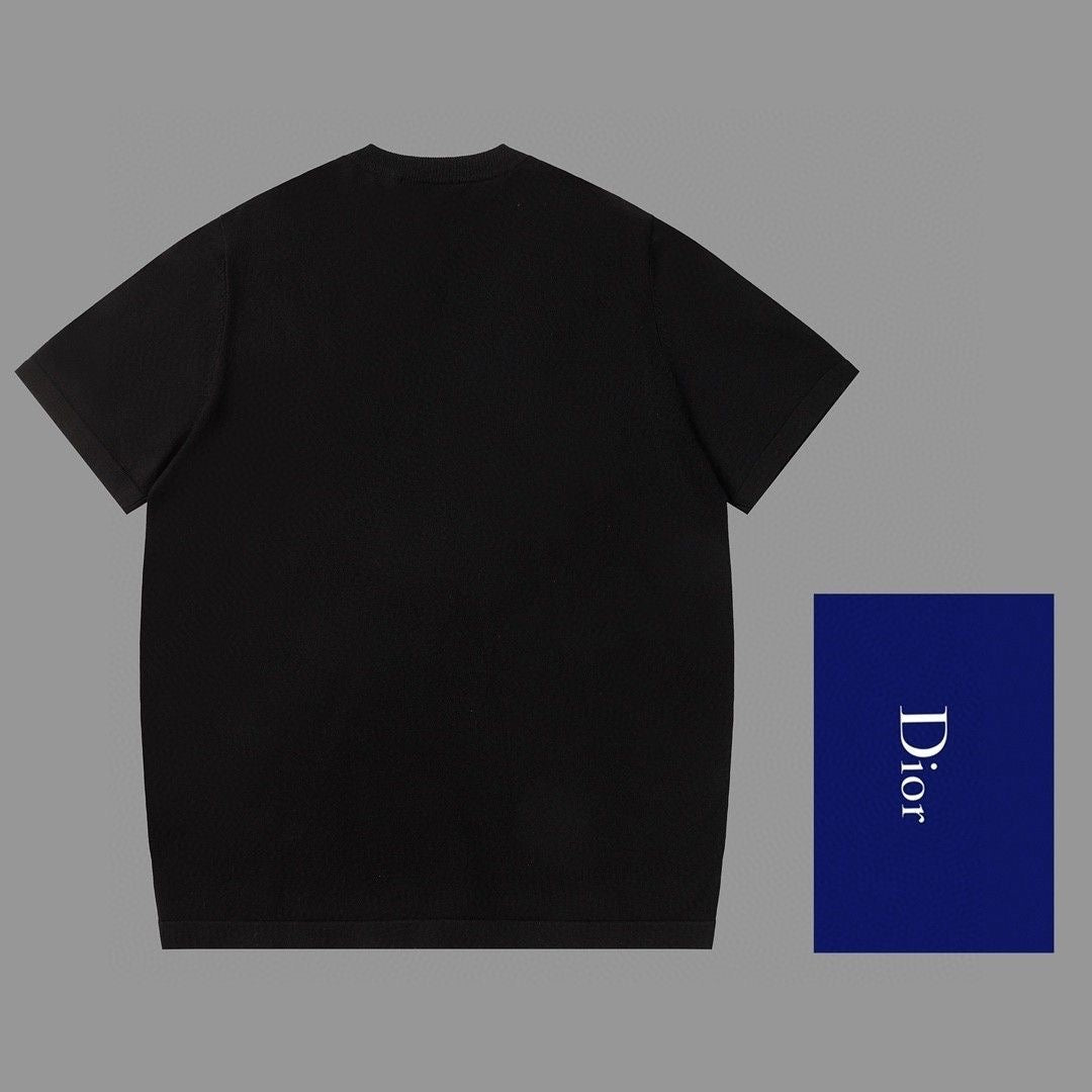 0528 Jacquard klassisches Woll-T-Shirt mit kurzen Ärmeln und Schriftzug