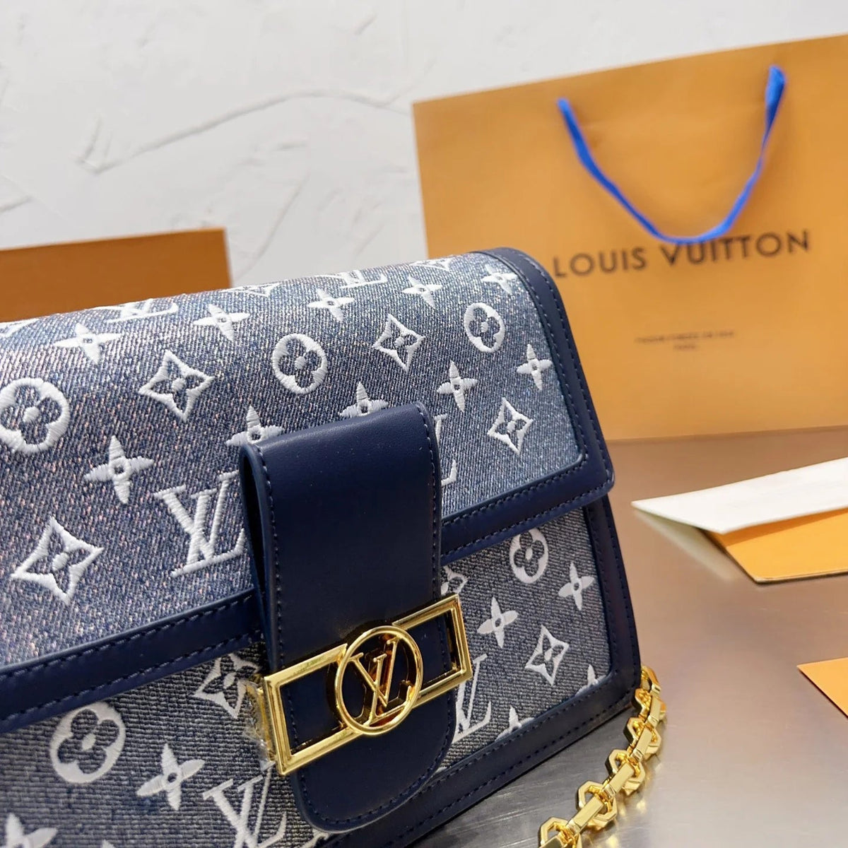 Jacquard Denim MM Handbag